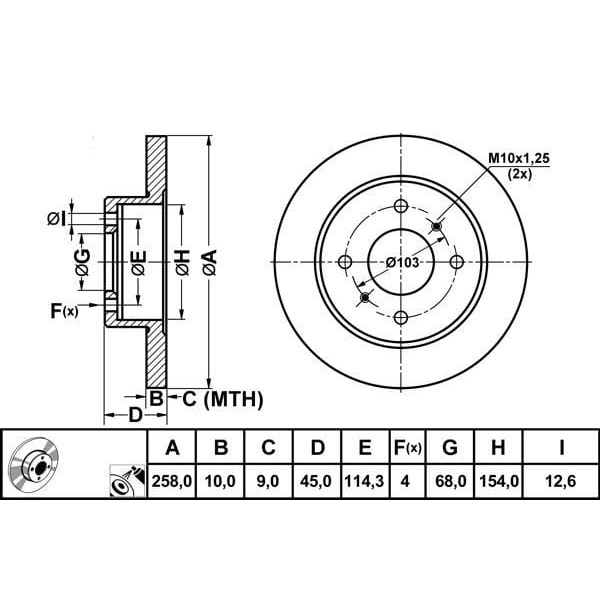 MGA 50330 Fren Diski Arka Primera P10 90- Primera P11 96- Almera 00-06 Düz 258Mm 
