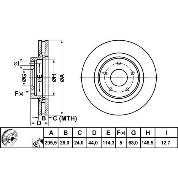 MGA 50337 Fren Diski Ön Koleos 08- / Qashqai 07- X-Traıl 07-13 Havalı 296Mm 