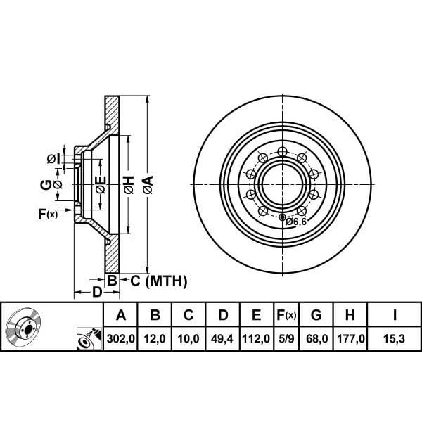 MGA 50349 Fren Diski Arka A6 04-11 Düz 302Mm