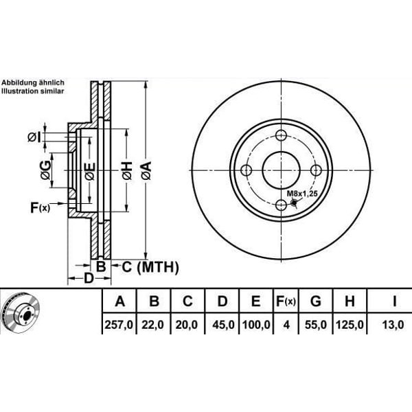 MGA 50364 Fren Diski Ön Mazda 323 Famılıa 95-98 Mazda 323 Lantıs 95-98 Mx3 91- Mx5 94- Havalı 257Mm