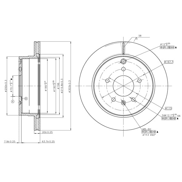 MGA 50373 Fren Diski Arka Antara 06- / Captiva 06- Havalı 303Mm