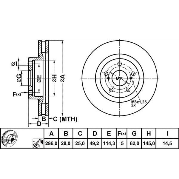 MGA 50376 Fren Diski Ön Camry 06-11 Rav4 05-12 Havalı 296Mm 
