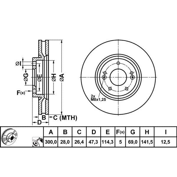 MGA 50395 Fren Diski Ön İ30 12- İ30 07- Grandeur 111 / Ceed 12- Soul 13- Havalı 300Mm
