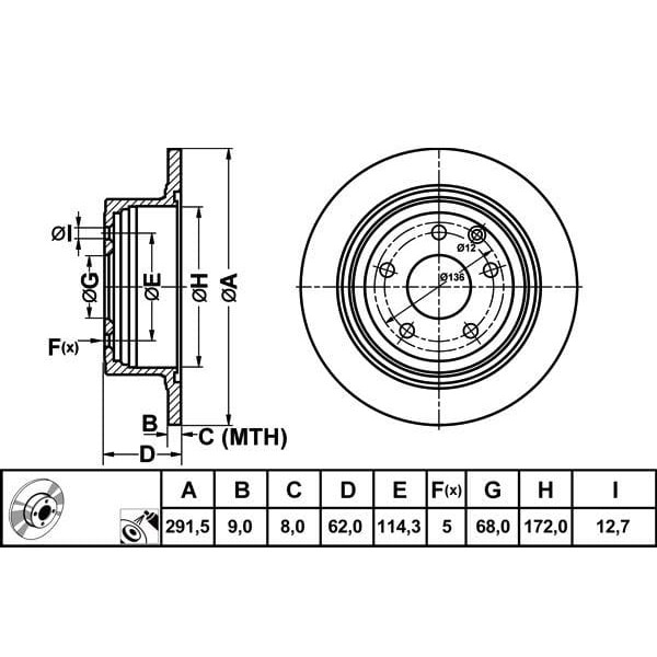 MGA 50398 Fren Diski Arka Juke 10- Qashqai 07- Pulsar 14- Düz 292Mm