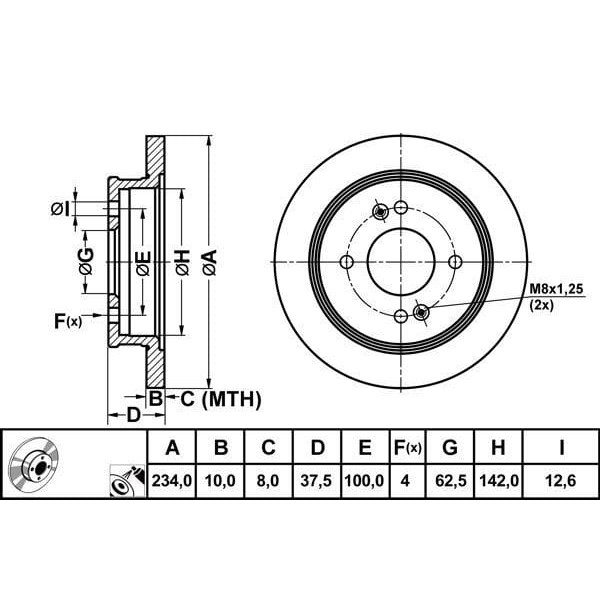 MGA 50399 Fren Diski Arka İ10 08- / Picanto 11- Düz 234Mm