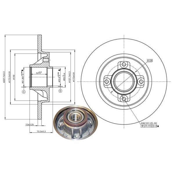 MGA 50410 Fren Diski Arka 308 Sw 07- 3008 09- 5008 09- Partner Tepe Partner 08- Partner Tepee 08- /