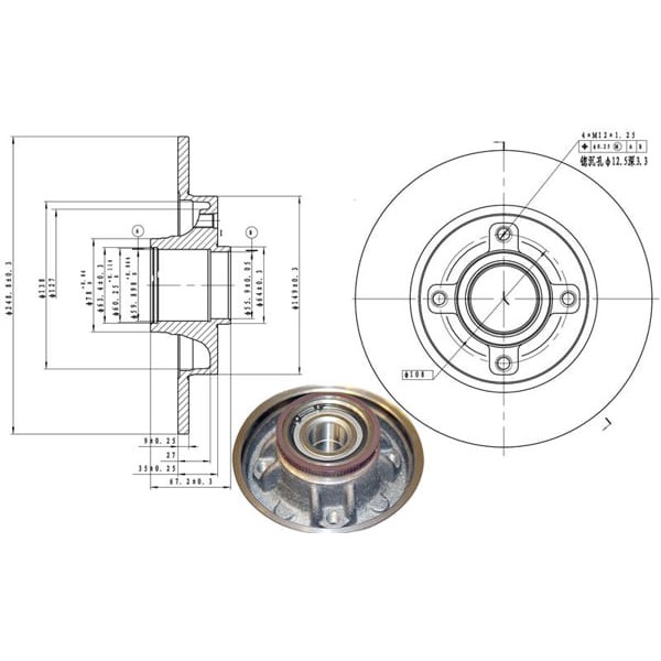 MGA 50411 Fren Diski Arka 307 00- / C4 04- Rulmanlı Düz 249Mm
