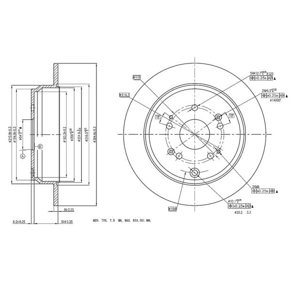 MGA 50436 Fren Diski Arka Crv 01- Düz 305Mm