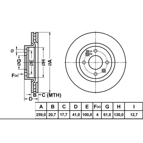 MGA 50600 Fren Diski Ön CLIO II CLIO Symbol Kangoo Megane I Twingo / Logan Sandero Havalı 259Mm 