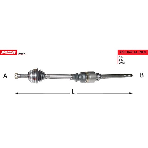 MGA 70107 Aks Sağ Absli 48Dıs Scudo / 806 Expert / Jumpy 1.9TDI 