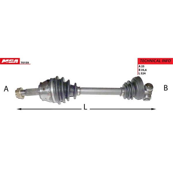 MGA 70159 Aks Sağ Albea Doblo 05- 1.3 Mjtd 1.9 Jtd 