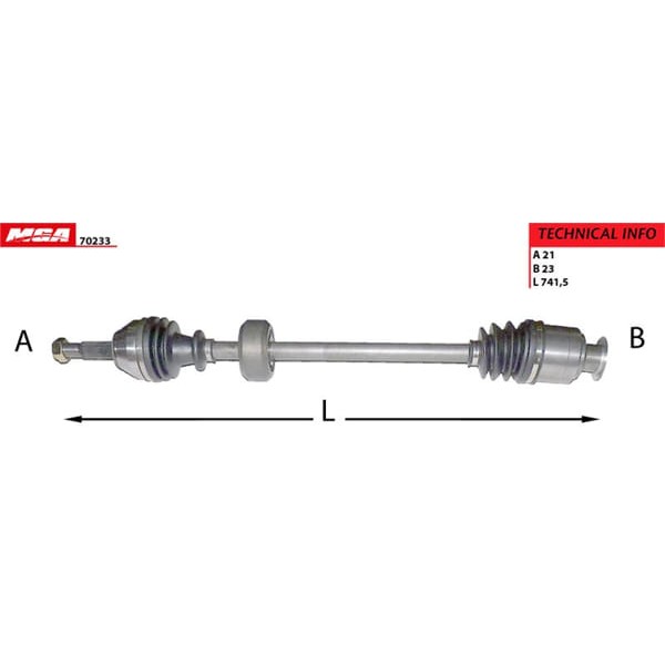 MGA 70233 Aks Sağ Abssız Megane I -99 1.6 8V K7M Mekanik Balanslı