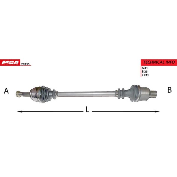 MGA 70235 Aks Sağ Abssız Megane I 96- Megane I 99- Megane I 1.6 8V K7M Mekanik 