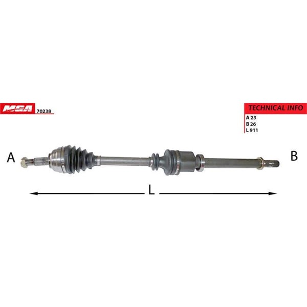 MGA 70238 Aks Sağ Megane II 02-08 Megane II 5 Vites 