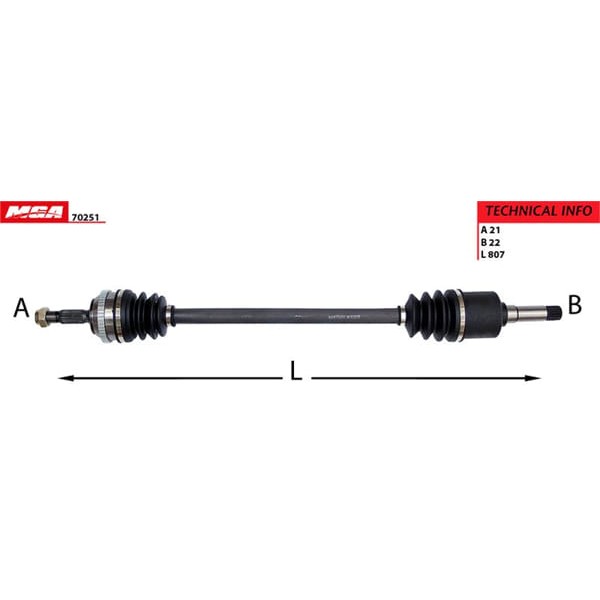 MGA 70251 Aks Sağ Absli 48D 106 205 / Ax Saxo 1.4 1.6 1.5D 