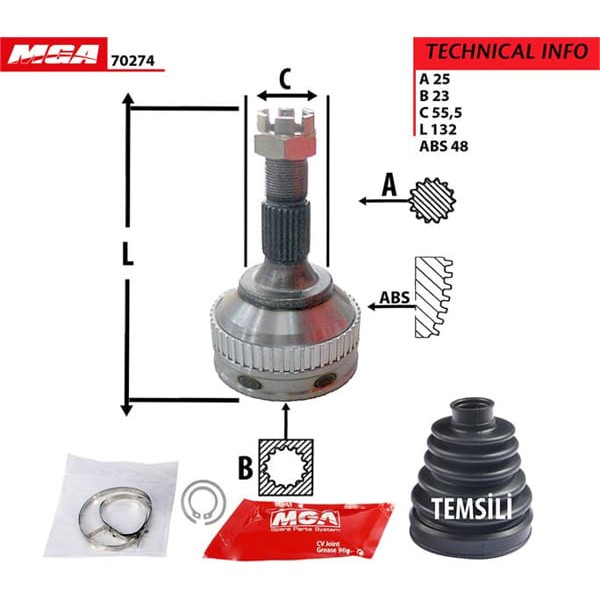 MGA 70274 Aks Kafası Dış Absli 306 1.1 1.4 
