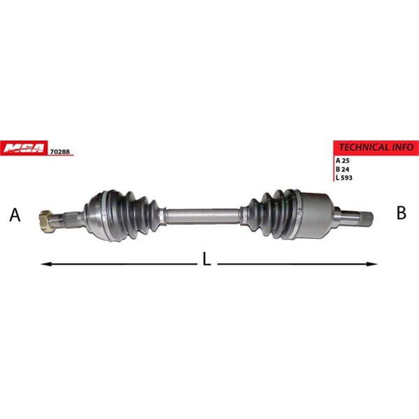 MGA 70288 Aks Sol Abssız Partner / Berlingo 1.9D Xud9 Dw8 2.0 HDI Nın Abssızı