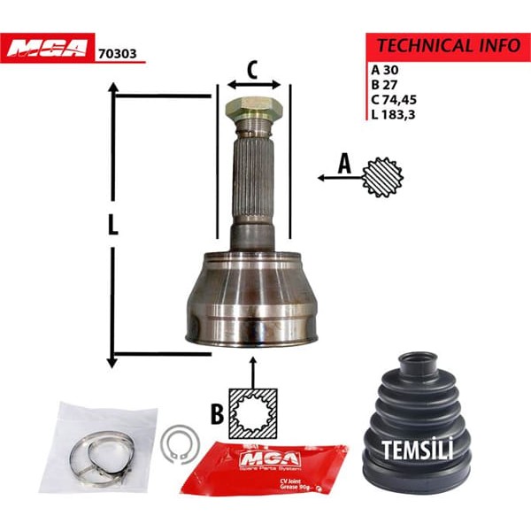 MGA 70303 Aks Kafası Dış Absli J9 Premıer 07-10 2.8D 