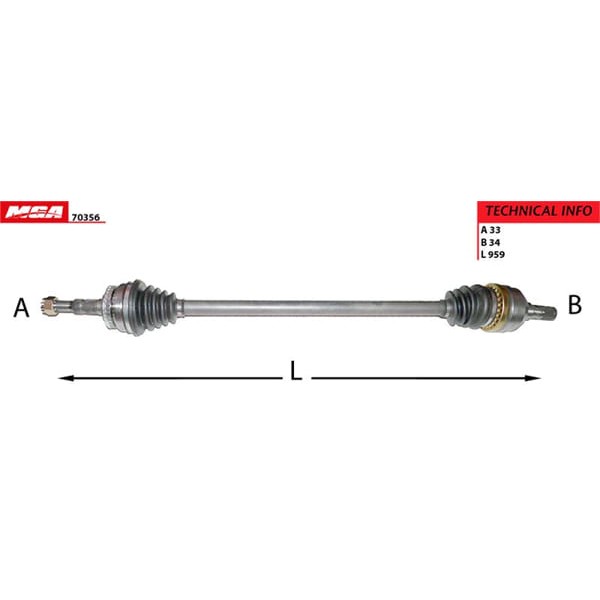 MGA 70356 Aks Sağ Absli 29D Vectra B -02 1.8 2.0