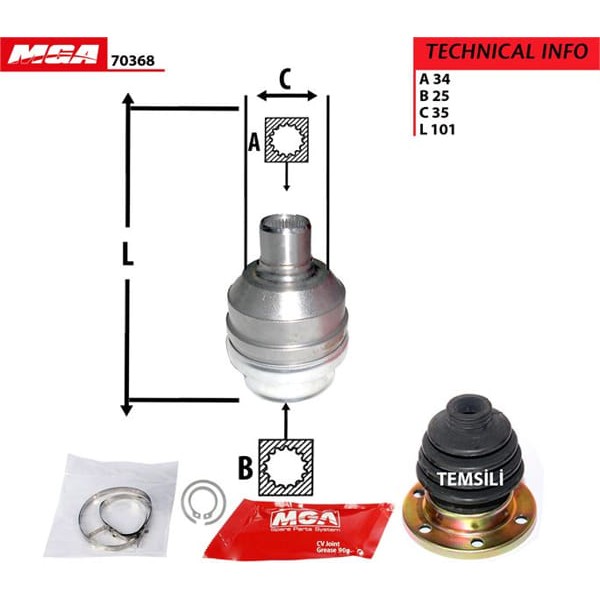 MGA 70368 Aks Kafası Iç Sağ Vectra A 95- 2.0 34×25×35 