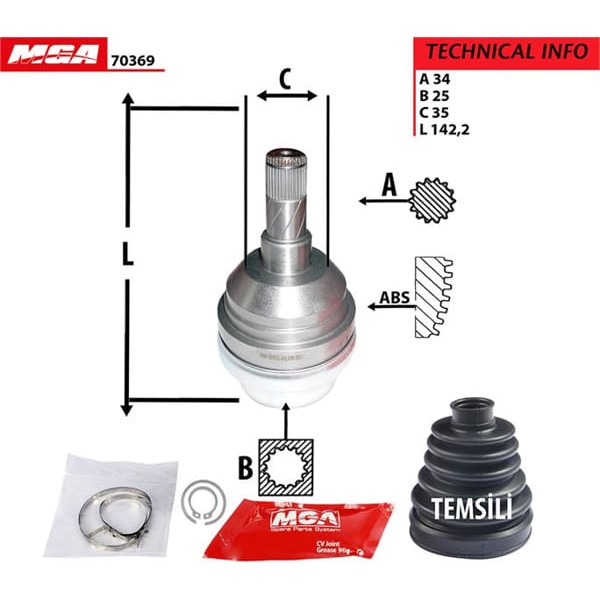 MGA 70369 Aks Kafası Iç Vectra A B 88-95 