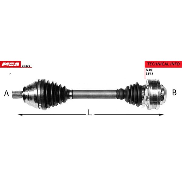 MGA 70372 Aks Sol Caddy 04- 1.9 TDI Bjb