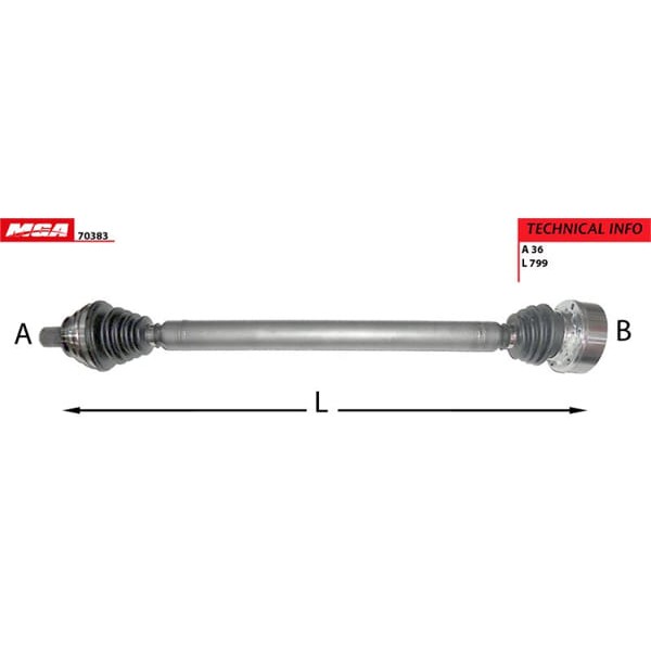 MGA 70383 Aks Sağ Golf V Jetta / A3 / Octavia 1.6 Bse Bgu