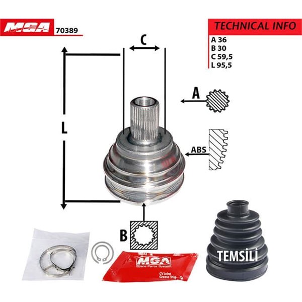 MGA 70389 Aks Kafası Dış Golf V VI Jetta Passat / A3 / Leon 1.6 Fsı 1.6 Bse Blf 