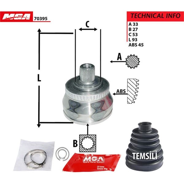MGA 70395 Aks Kafası Dış Passat 1.9 TDI Ajm Avb