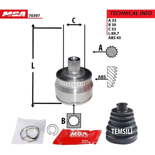 MGA 70397 Aks Kafası Dış Passat / A4 1.8 1.8T Aeb Apt Adr Apu 