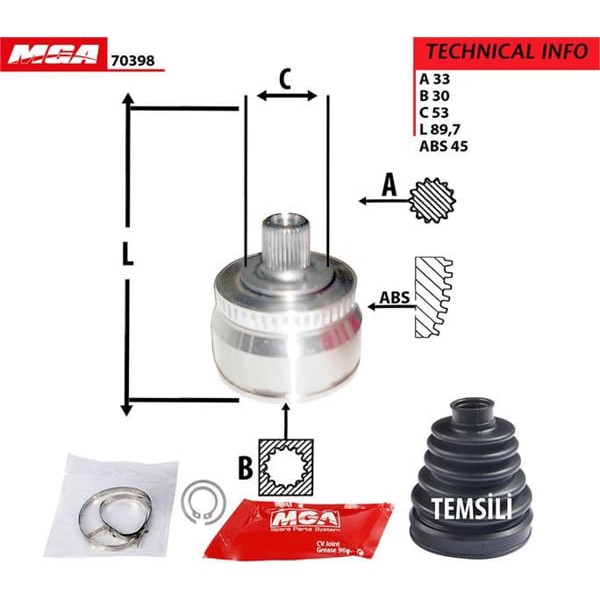 MGA 70398 Aks Kafası Dış Passat 1.8 1.6 Alz