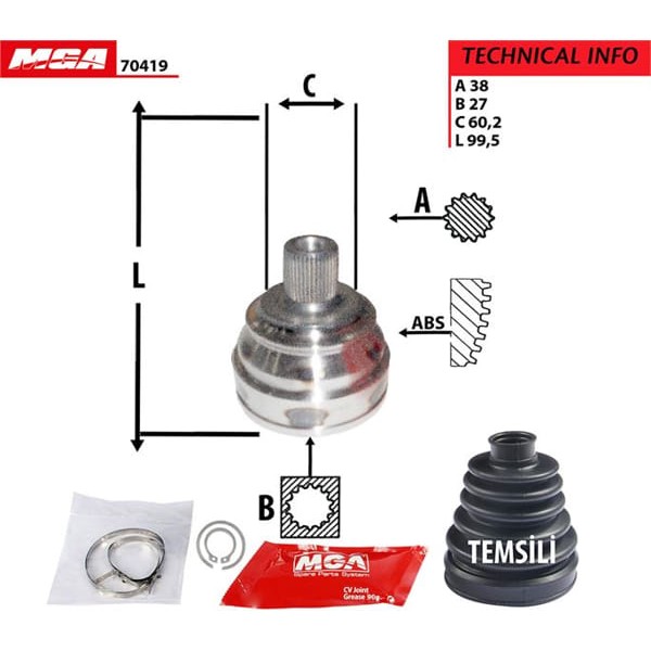 MGA 70419 Aks Kafası Dış Transporter T4 2.5