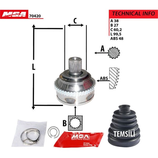 MGA 70420 Aks Kafası Dış Transporter T4 Absli Tıp