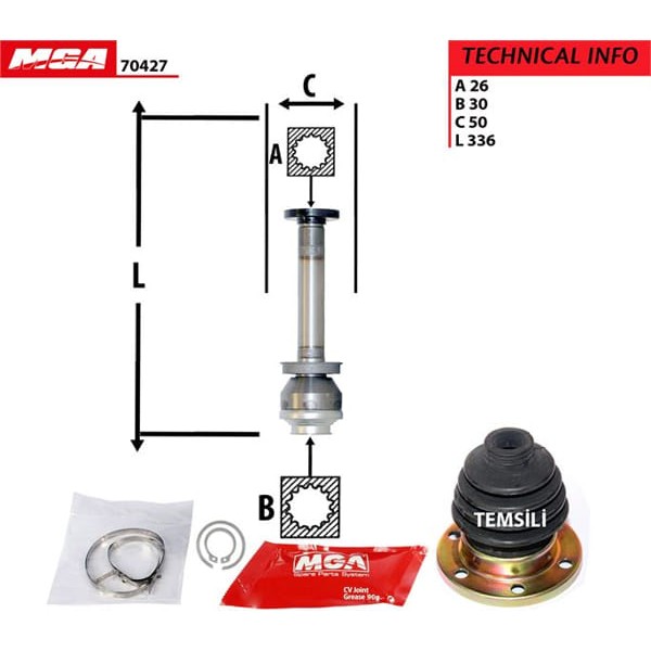 MGA 70427 Aks Kafası Iç Sağ Transporter T5 2.5 TDI Axd Axe 