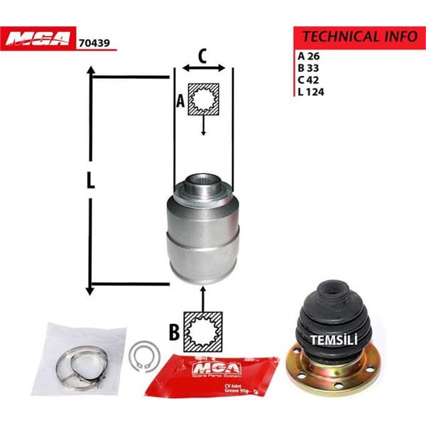 MGA 70439 Aks Kafası Iç Sağ Accent Era 07-11 1.5 CRDI 26X33X42 