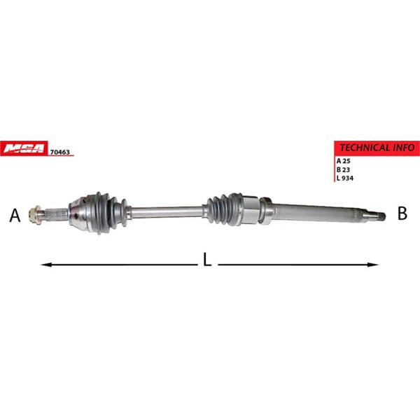 MGA 70463 Aks Sağ Focus 98-04 1.4 1.6 16V 25×82