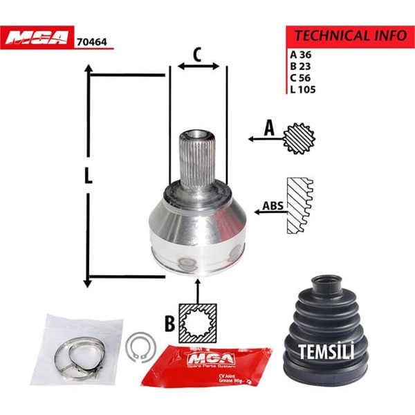 MGA 70464 Aks Kafası Dış Focus II 04- 1.6 16V 
