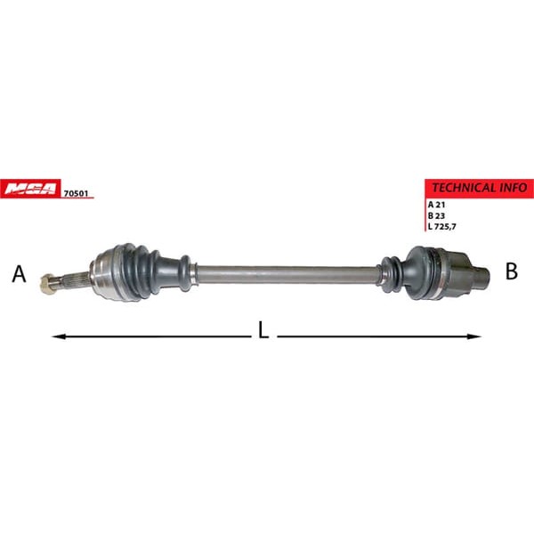 MGA 70501 Aks Sağ Abssız CLIO II 98- Kangoo 98-