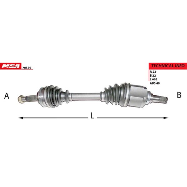 MGA 70539 Aks Sol Absli Aveo 05-10 Kalos 02-10 1.4 16V Otomatik