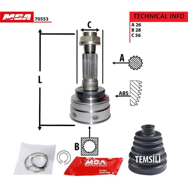 MGA 70553 Aks Kafası Dış Mazda 323 Famılıa 98-02 1.5 1.6 Zl