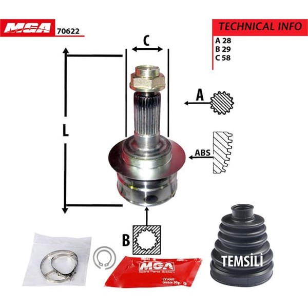 MGA 70622 Aks Kafası Dış Sx4 06-12