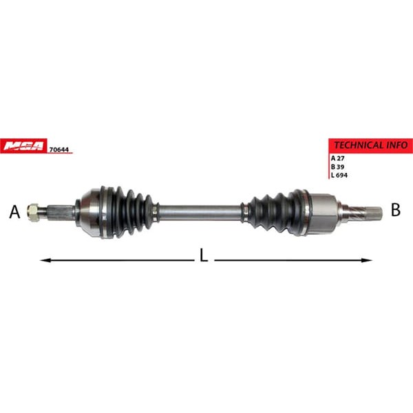 MGA 70644 Aks Sol Abssız Trafic II / Vivaro 2.0