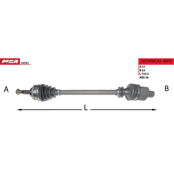 MGA 70701 Aks Sağ Absli CLIO II 98- Kangoo 98- 1.5 DCI Yaylı İnce Freze