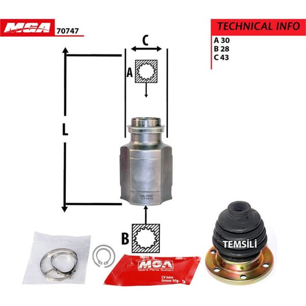 MGA 70747 Aks Kafası Iç Mazda 323 Lantıs 95-98 1.8 Manuel 30×28×43