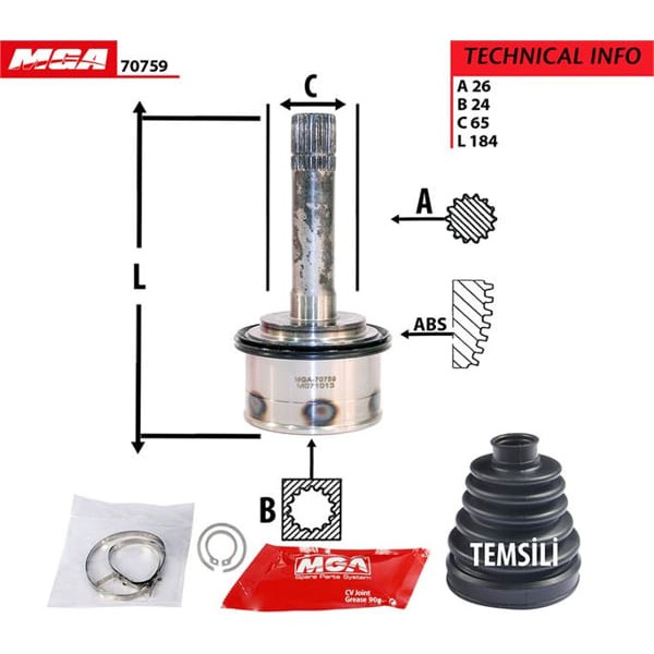 MGA 70759 Aks Kafası Dış Sportage 98-02 26×24×65 