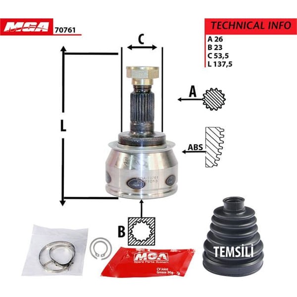 MGA 70761 Aks Kafası Dış Cooper R52 02-08 1.6 