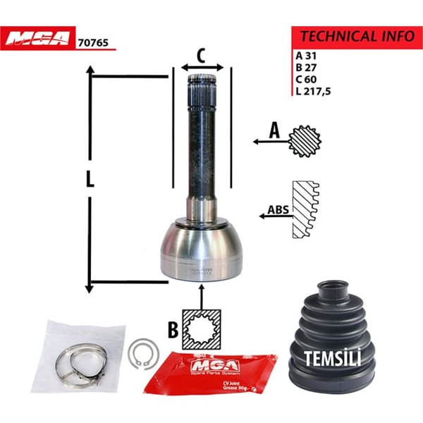 MGA 70765 Aks Kafası Dış Patrol 88-97 31×27×60