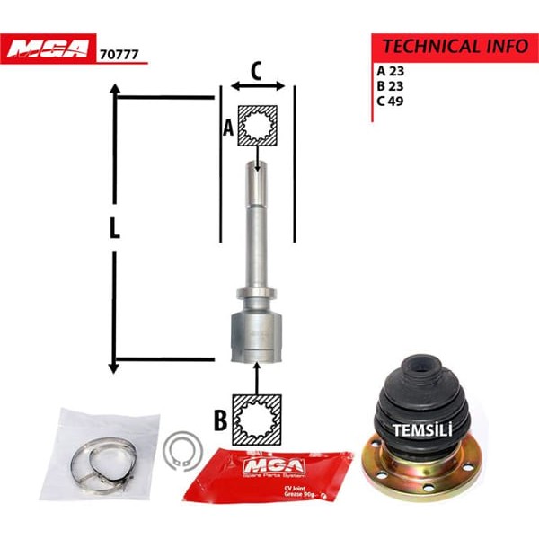 MGA 70777 Aks Kafası Iç Sağ Otomatik Vites Megane II