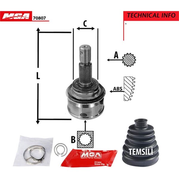 MGA 70807 Aks Kafası Dış Land Cruiser Prado 02-10 3.0 D4D