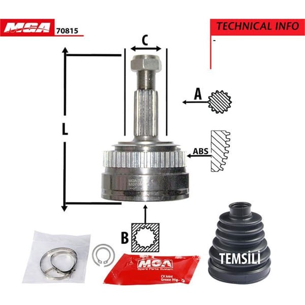 MGA 70815 Aks Kafası Dış Abs 44T/D Laguna I 97-01 1.8 2.0